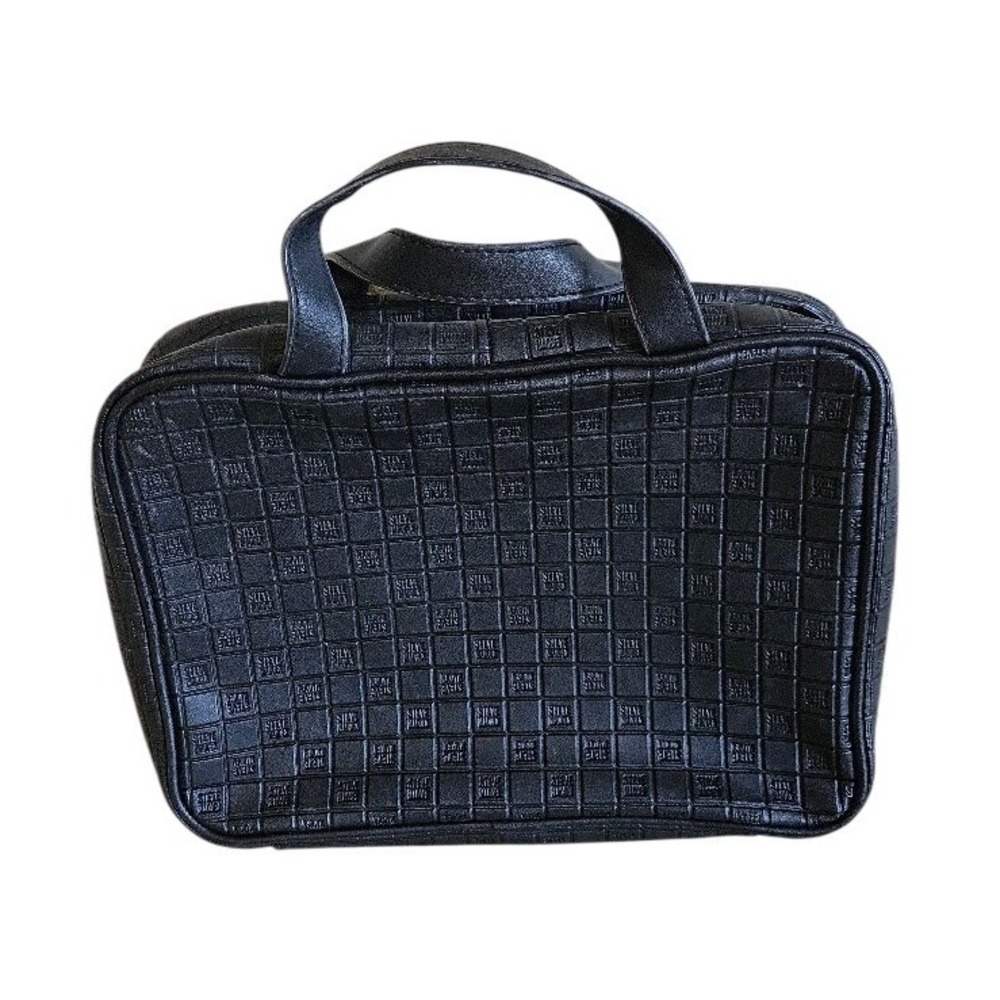 Steve Madden Black Embossed Logo Bag Travel Makeup Case Organizer